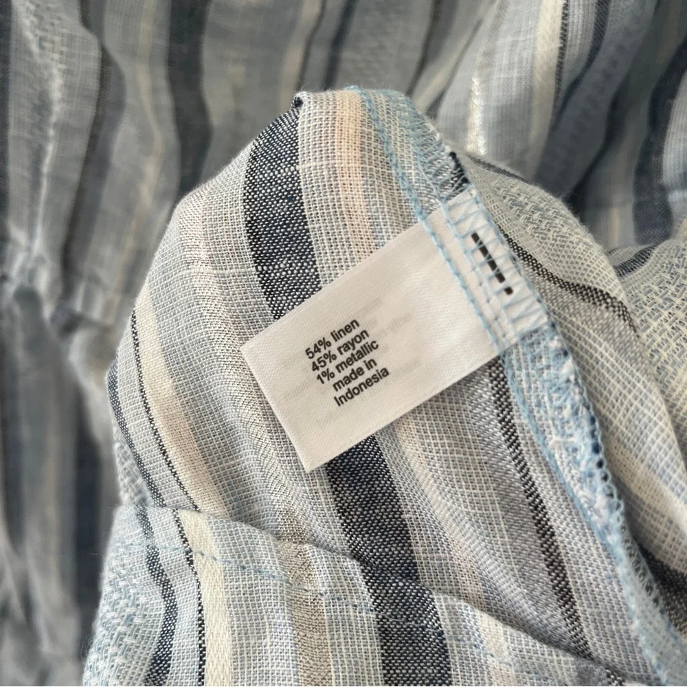 Lane Bryant Blue Striped Blouse Off the Shoulder Metallic Career Plus Size 22/24